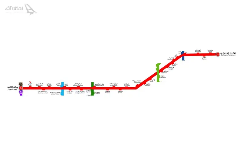 نقشه ایستگاه های خط 1 بی آر تی تهران 