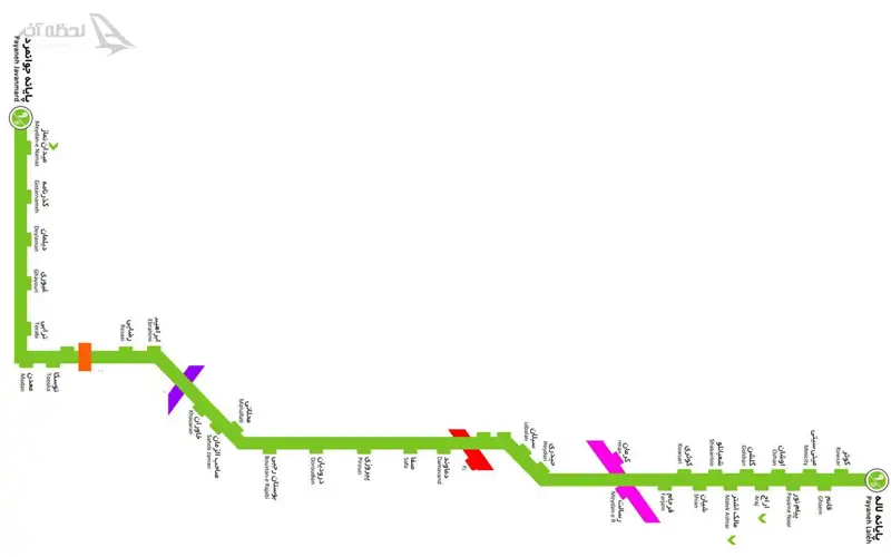 نقشه ایستگاه های خط 9 بی آر تی تهران