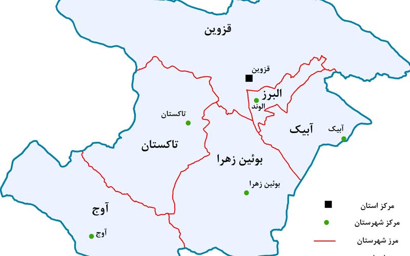 نقشه استان قزوین