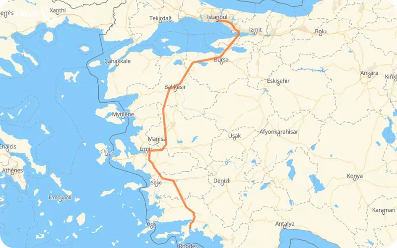 فاصله استانبول تا مارماریس