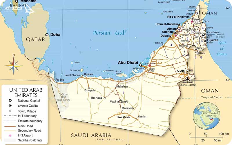 نقشه کشور امارات
