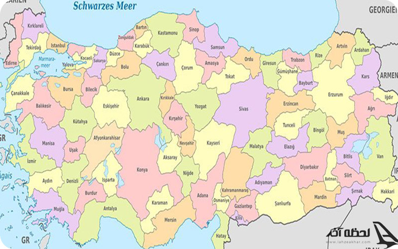 نقشه کشور ترکیه جدید