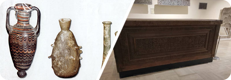 تابوت و عطردان های شیشه ای در موزه ملی عراق
