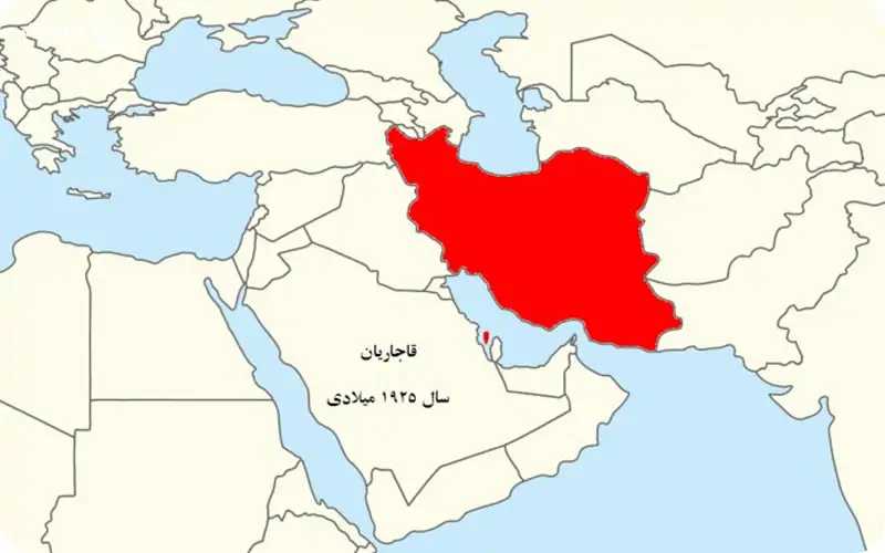 نقشه ایران در اواخر دوره قاجاریان: