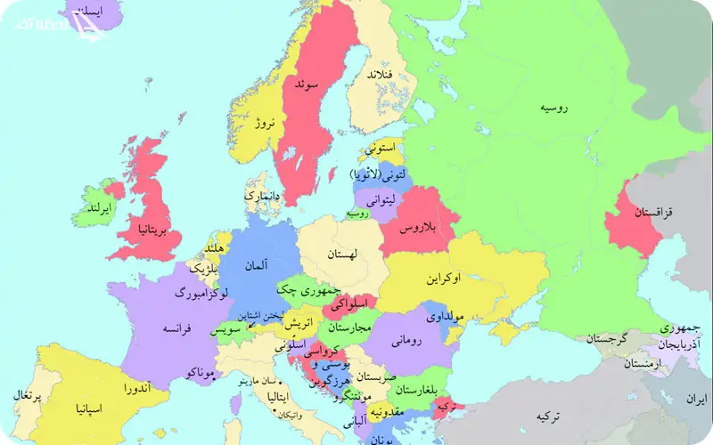 نقشه فارسی اروپا