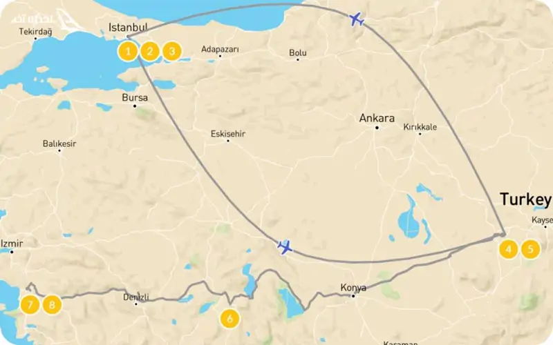 فاصله استانبول تا کاپادوکیا