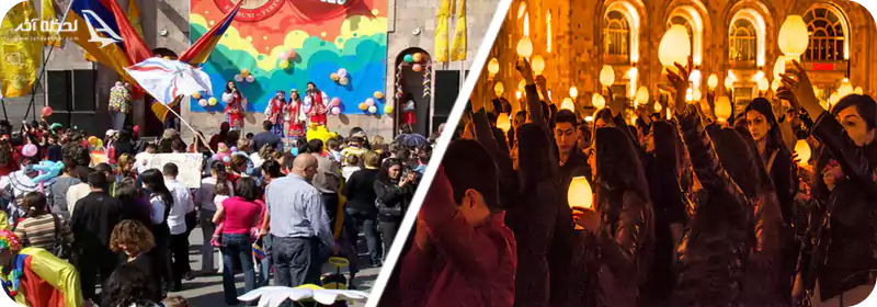 روشن کردن بالون و تولد گرفتن برای شهر ایروان در ارمنستان