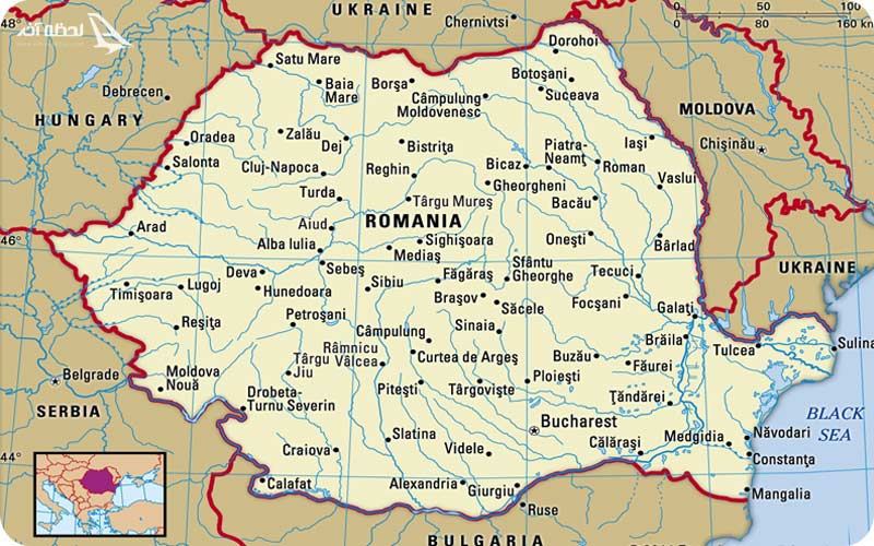 کشور رومانی روی نقشه