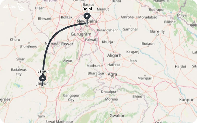فاصله جیپور تا دهلی 296 کیلومتر فاصله جیپور تا دهلی