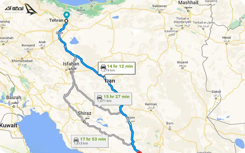 مسیر تهران تا بندرعباس با خودرو شخصی