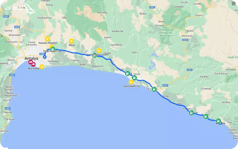 مسیرهای دسترسی از آنتالیا به آلانیا
