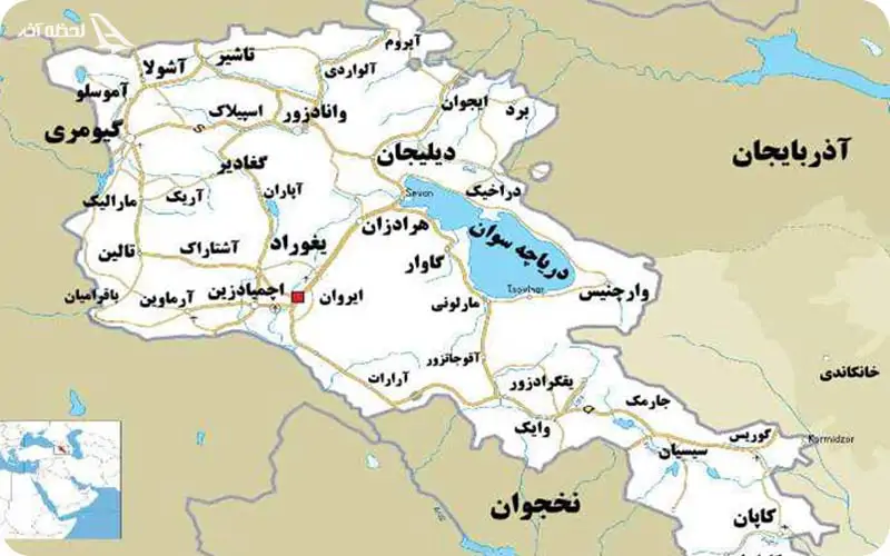 نقشه ارمنستان و کشورهای همسایه