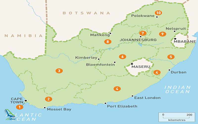 نقشه آفریقای جنوبی