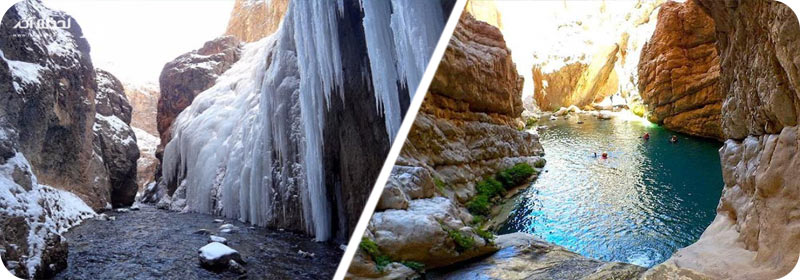 تنگه واشی در زمستان و تابستان