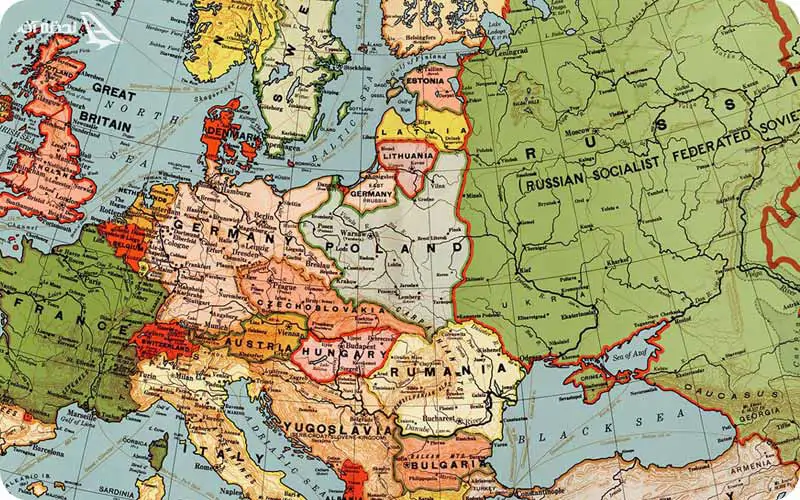 نقشه کشورهای اروپایی