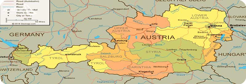 نقشه کشور اتریش