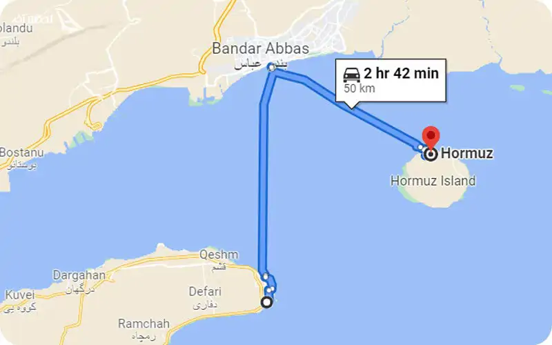 مقایسه مسیر قشم و هرمز