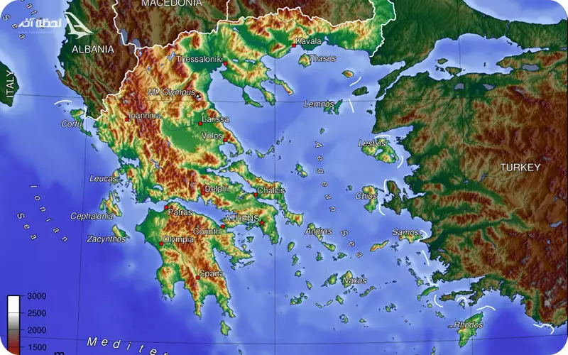 نقشه یونان و کشورهای همسایه