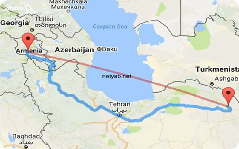 فاصله ایران تا ایروان