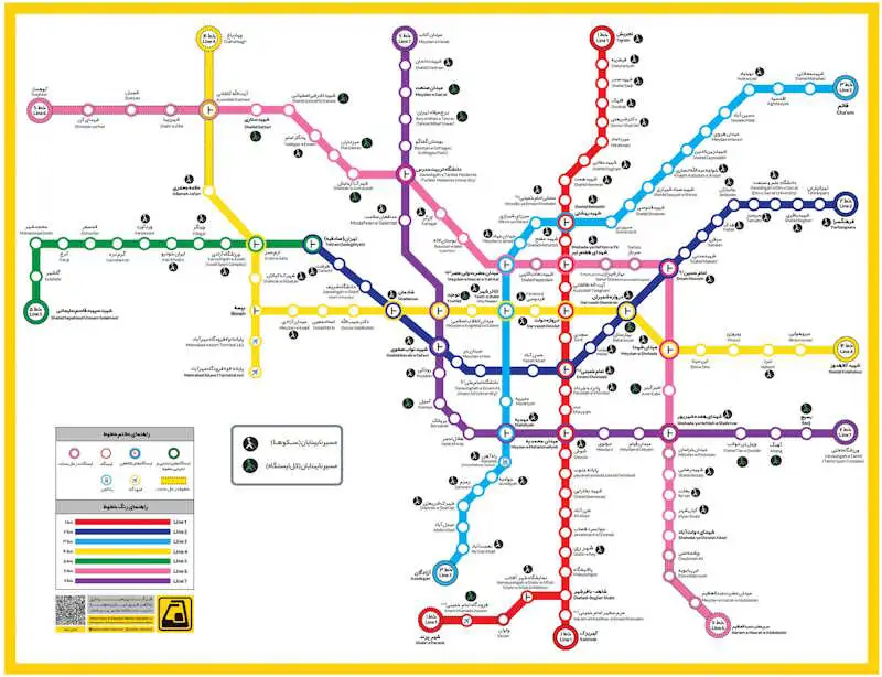 نقشه ایستگاه مترو مناسب برای تردد افراد نابینا نقشه ایستگاه های مترو تهران برای افراد نابینا و کم بینا