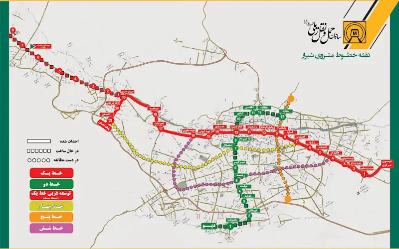 نقشه مترو شیراز 1402