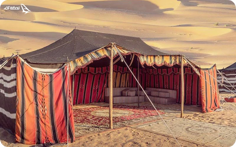 اردوگاه چادری بادیه نشینان در صحرای قطر اردوگاه بادیه نشینان