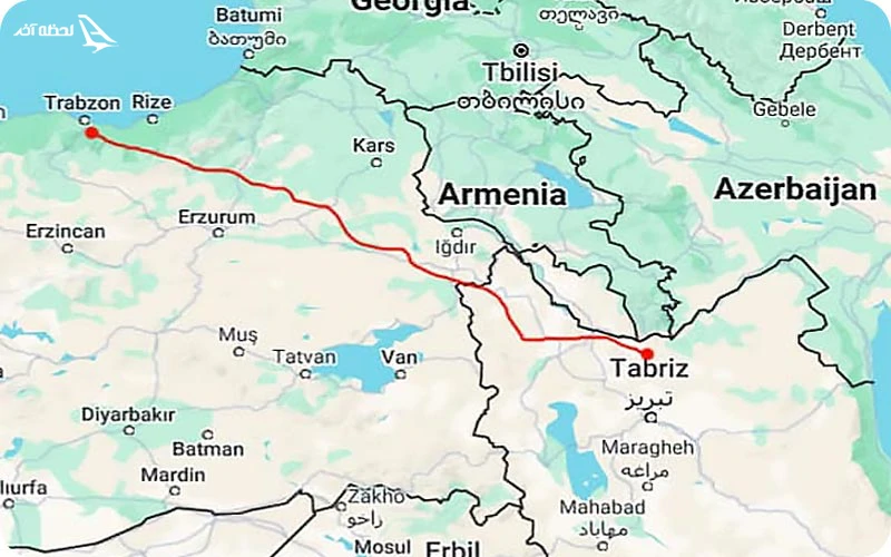 فاصله تبریز تا ترابزون