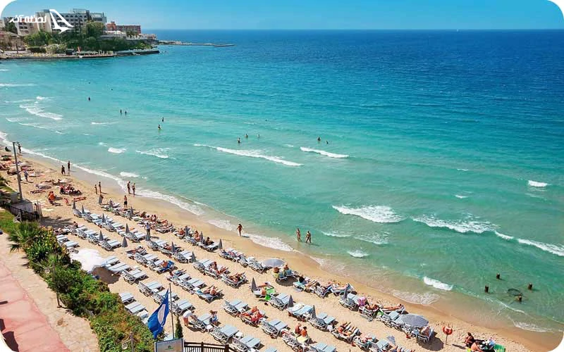 ساحل شنا کوش آداسی ساحل شنا؛  یکی از تمیزترین سواحل با امکانات کامل تفریحی