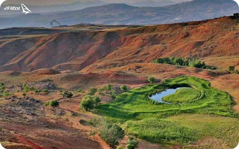 طبیعت سرسبز چمن گول؛ برکه‌ای در دل نیزارهای شناور