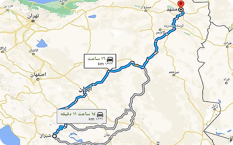 فاصله شیراز تا مشهد فاصله شیراز تا مشهد