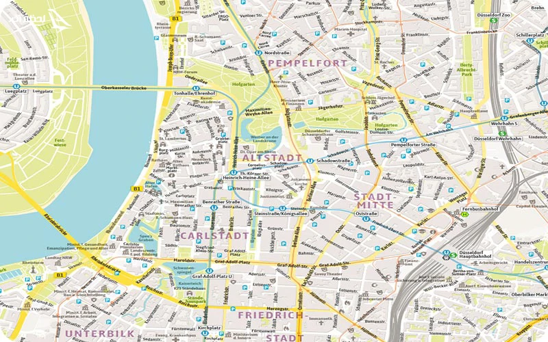 نقشه شهر دوسلدورف آلمان نقشه شهر دوسلدورف آلمان