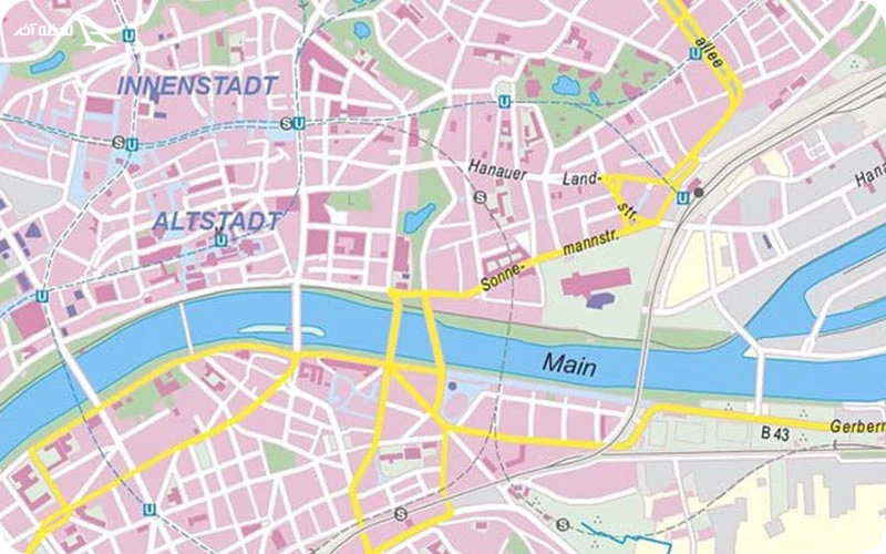 نقشه شهر فرانکفورت آلمان نقشه شهر فرانکفورت آلمان