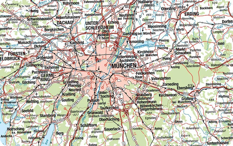 نقشه شهر مونیخ آلمان نقشه شهر مونیخ آلمان