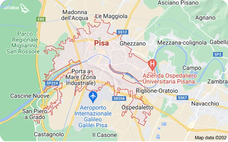 نقشه شهر پیزا ایتالیا  نقشه شهر پیزا ایتالیا