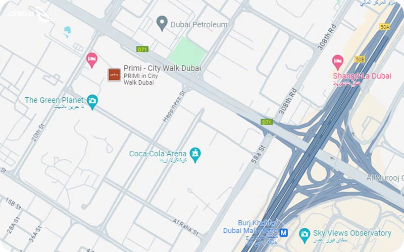 خیابان هپی نس روی نقشه