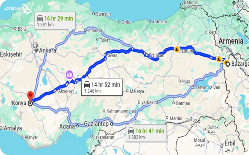 مسیر مستقیم وجود ندارد! چگونه از مرز ایران به قونیه برویم؟
