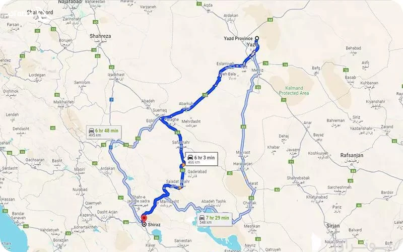 فاصله شیراز تا یزد فاصله شیراز تا یزد