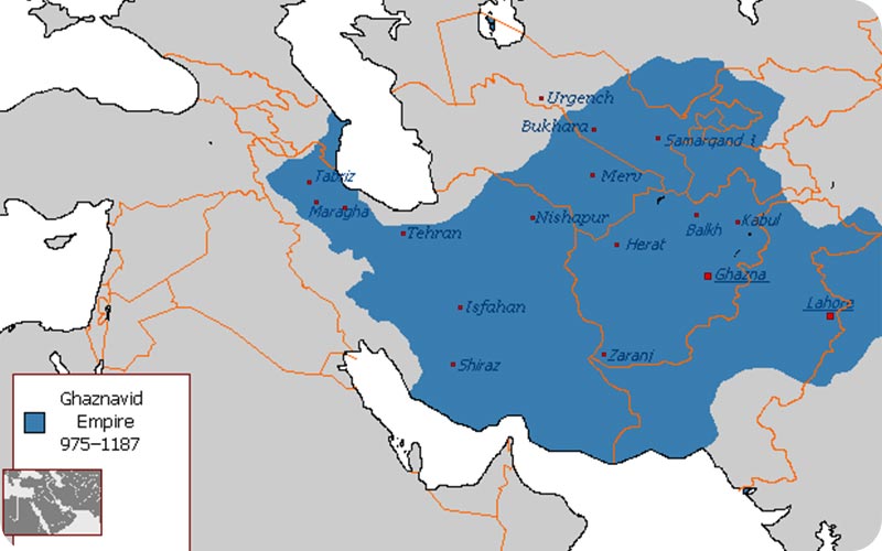 نقشه ایران در دوره غزنویان