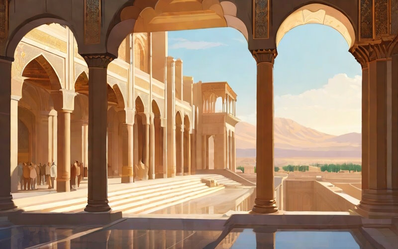 نمای بیرونی تخت جمشید (طراحی با leonardo ai)