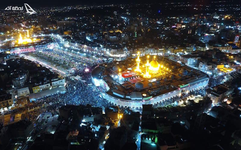 حرم امام حسین عکس هوایی در شب