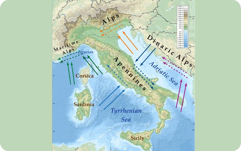 نقشه جغرافیایی ایتالیا