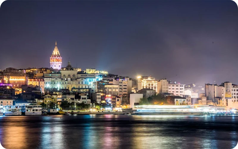 عکس برج گالاتا استانبول | نمای شب 